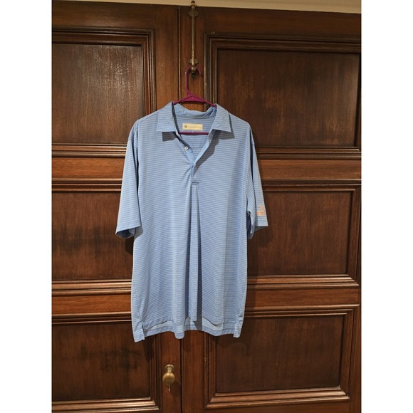Donald Ross Other - Donald Ross XL Blue Striped Polo Shirt Crazy Horse Logo